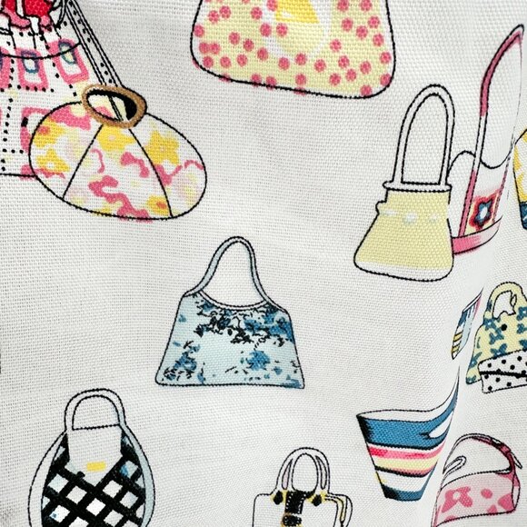 Handbag Print Canvas Tote Bag With Dual Straps and Spacious Interior 14x14x6 - Picture 3 of 9